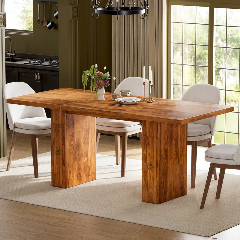 70.8" Rectangle Dining Table with Built-In Storage Drawer - Image 4