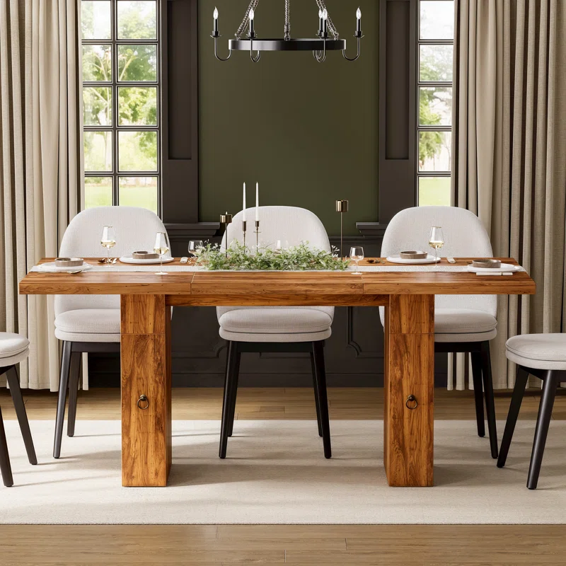 70.8" Rectangle Dining Table with Built-In Storage Drawer - Image 2