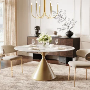 Suzzie 47" Sintered Stone Round Dining Table For 4-6